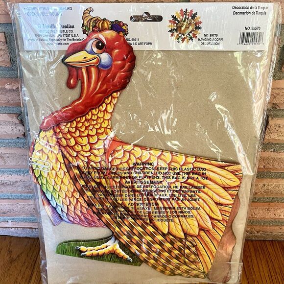 Vintage 2000 Beistle Thanksgiving Turkey Honeycomb Die Cut Centerpiece 9” NOS - Picture 2 of 3